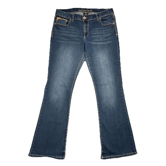 Rhythm in Blues Modern Jeans Womens 12 Flared Blue Embroidered Measure 32 x 30.5 - Picture 1 of 11